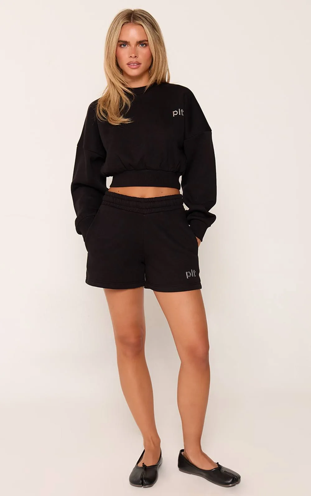 Drawstring Waist Branded Hardware Sweat Shorts by PrettyLittleThing