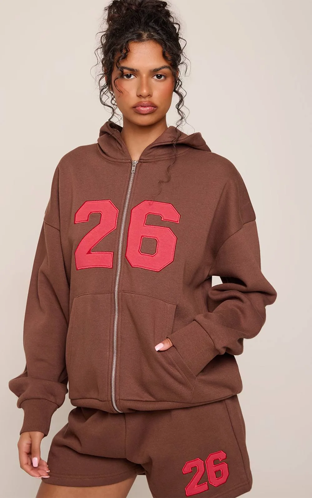 26 Applique Zip Up Hoodie by PrettyLittleThing
