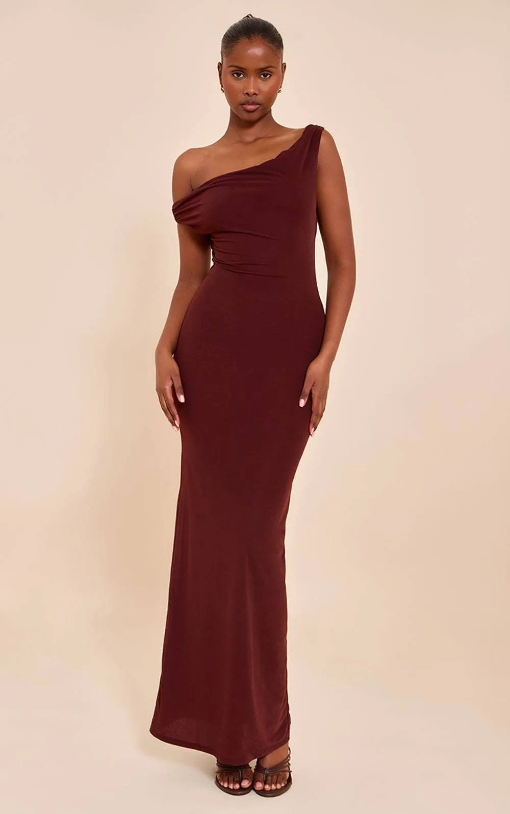 Double Layered Chiffon Asymmetric Maxi Dress