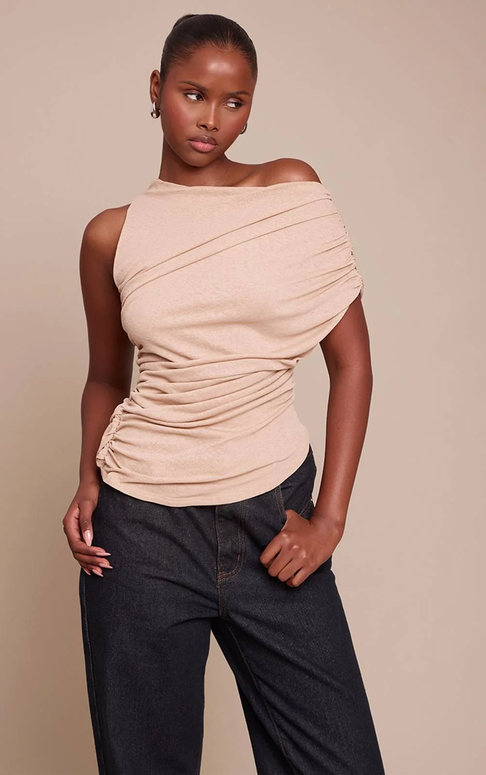 Double Layered Burnout Mesh Extreme Ruched Detail Top