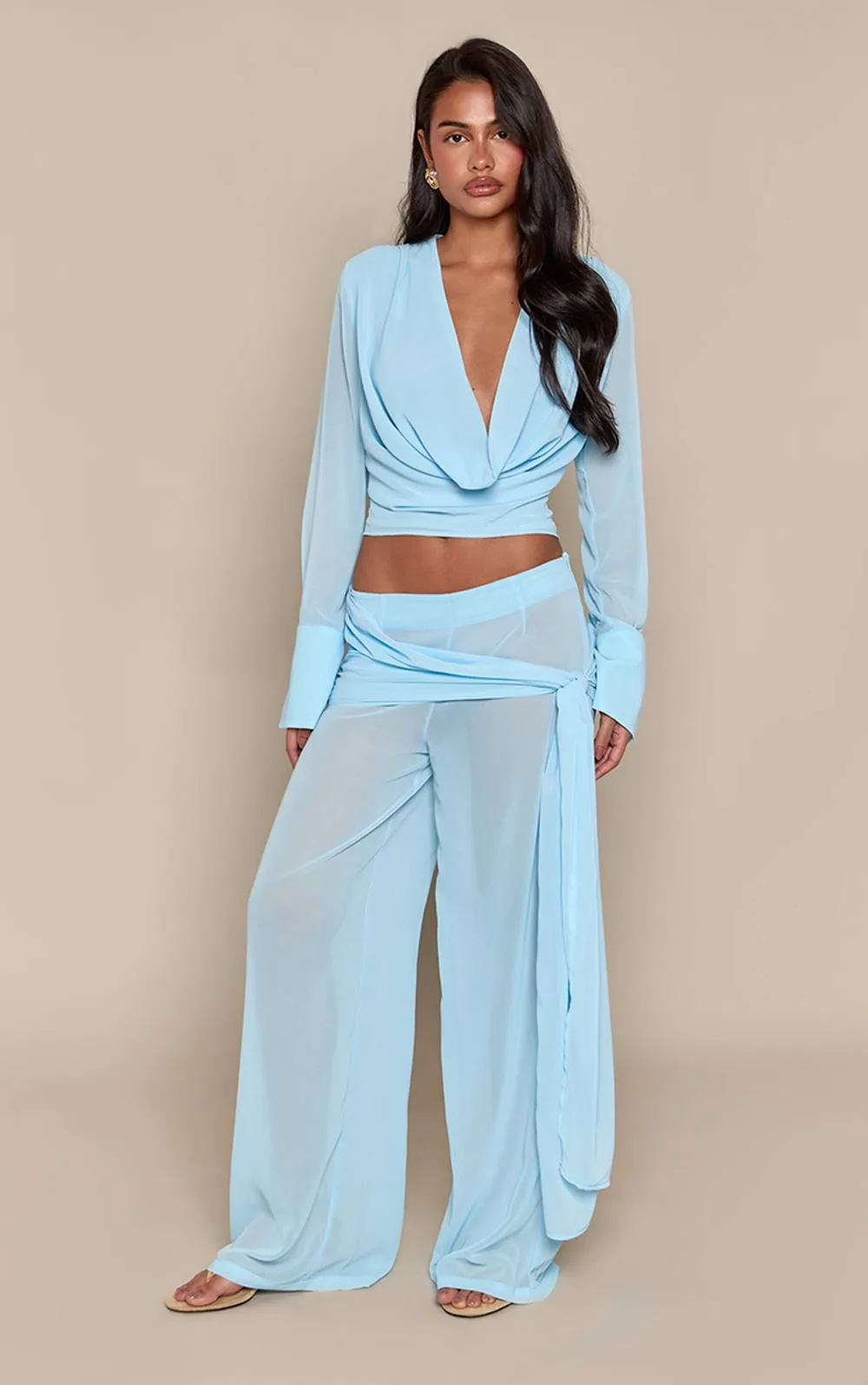 Chiffon Ruched Tie Trousers Co-Ord by PrettyLittleThing