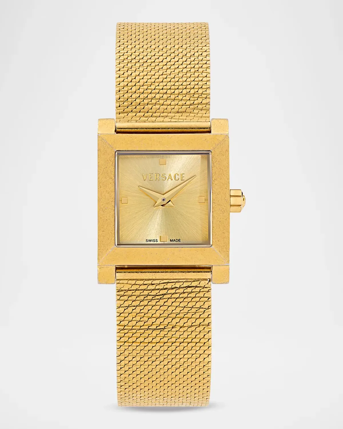 Mosaic 22x22mm IP Yellow Gold Mesh Bracelet Watch by Versace