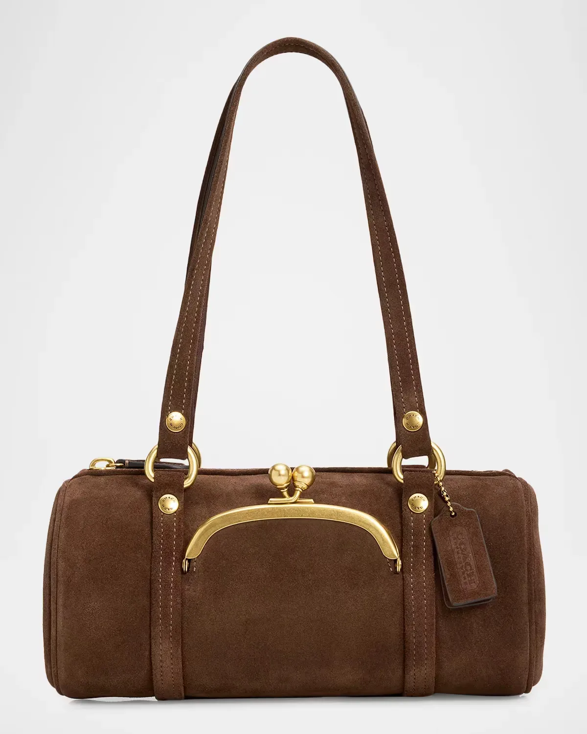 Kisslock Barrel Suede Shoulder Bag by COACH