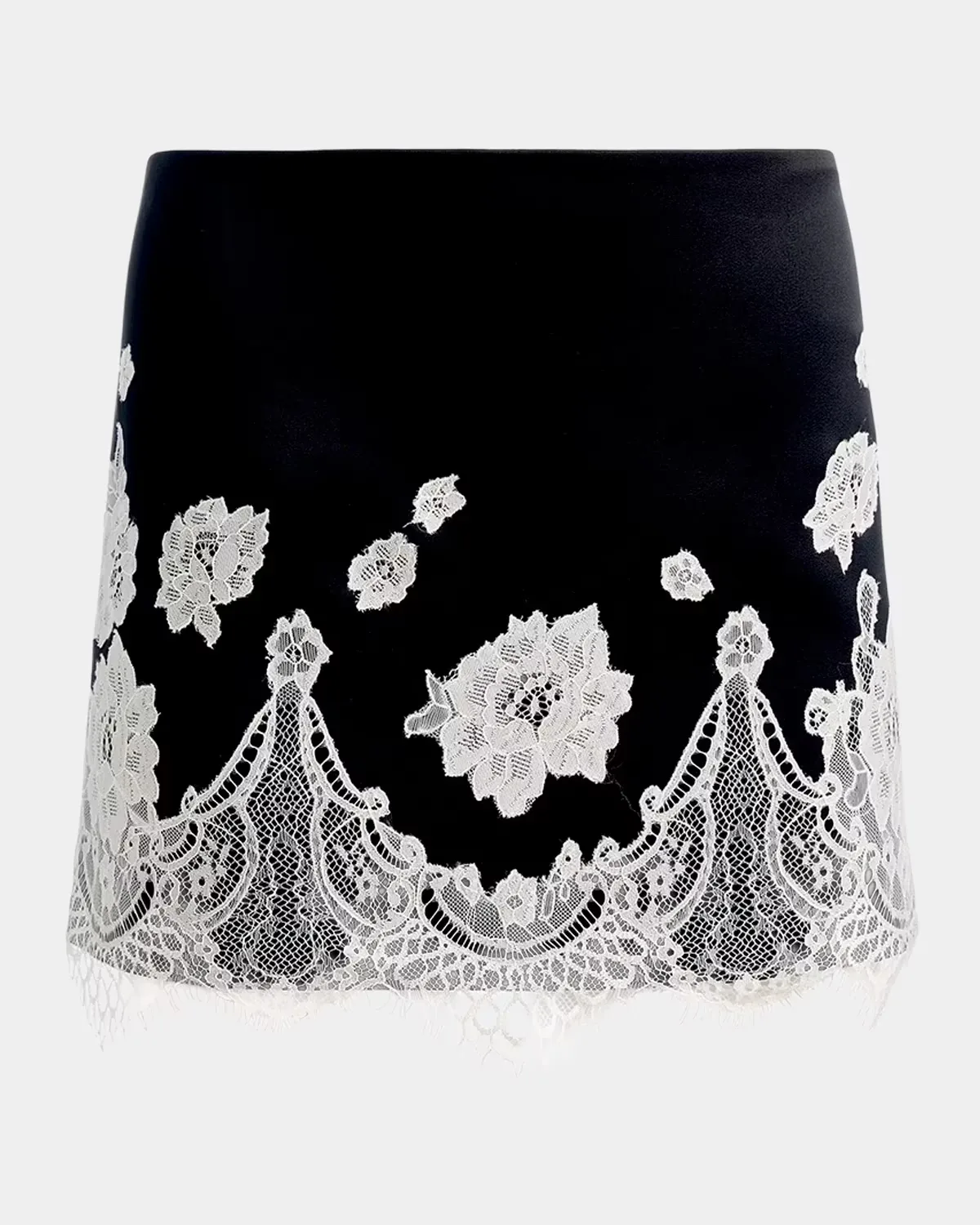 Rubi Lace-Trim Satin Mini Skirt by ALICE + OLIVIA