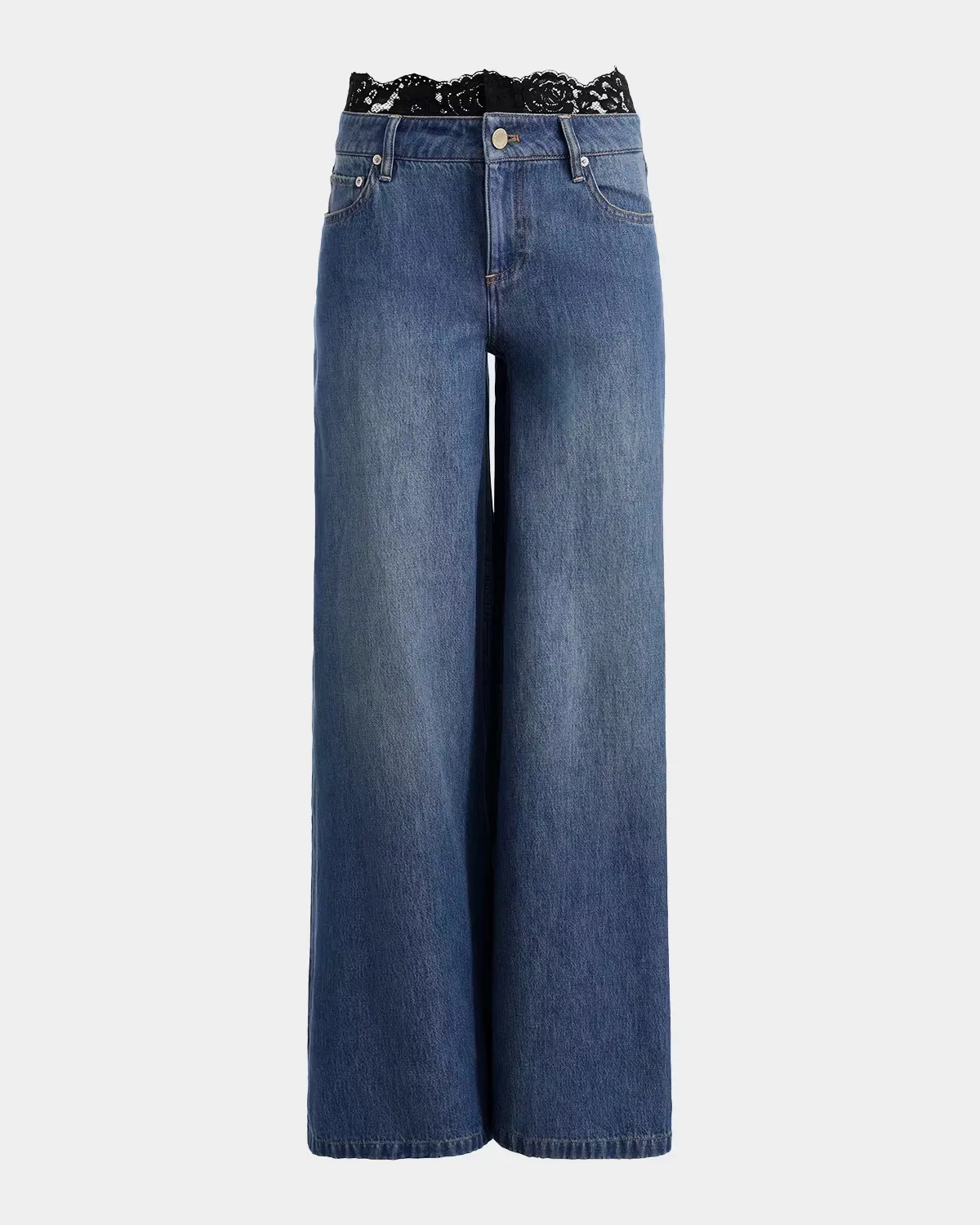 Ian Lace Waistband Wide-Leg Jeans by ALICE + OLIVIA
