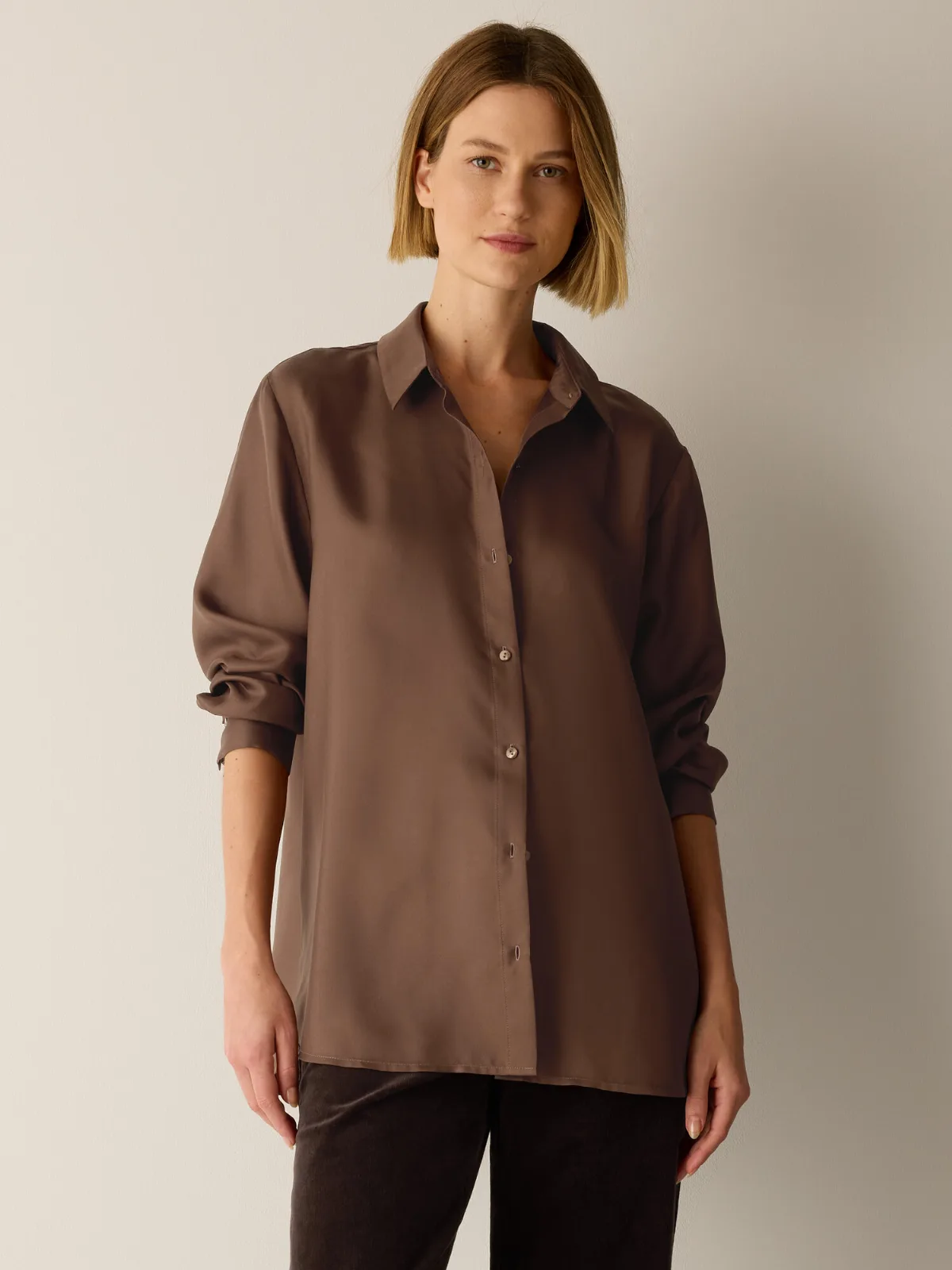 Silk Twill Classic Collar Shirt by EILEEN FISHER
