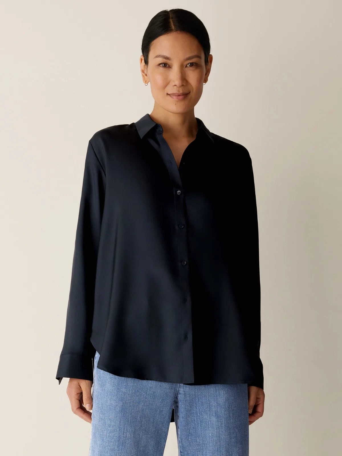 Silk Twill Classic Collar Shirt