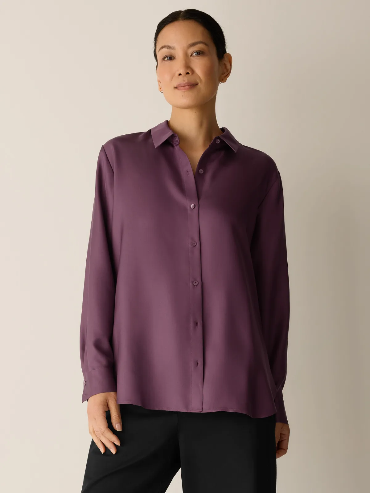Silk Twill Classic Collar Shirt