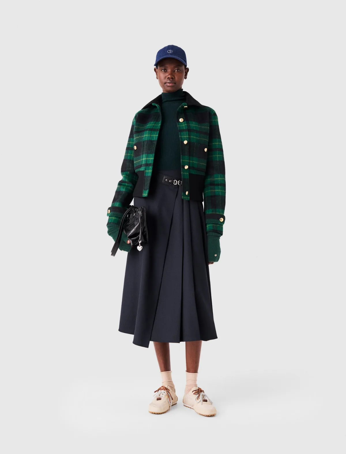 Plaid Jacket with a Velvet Collar by Maje