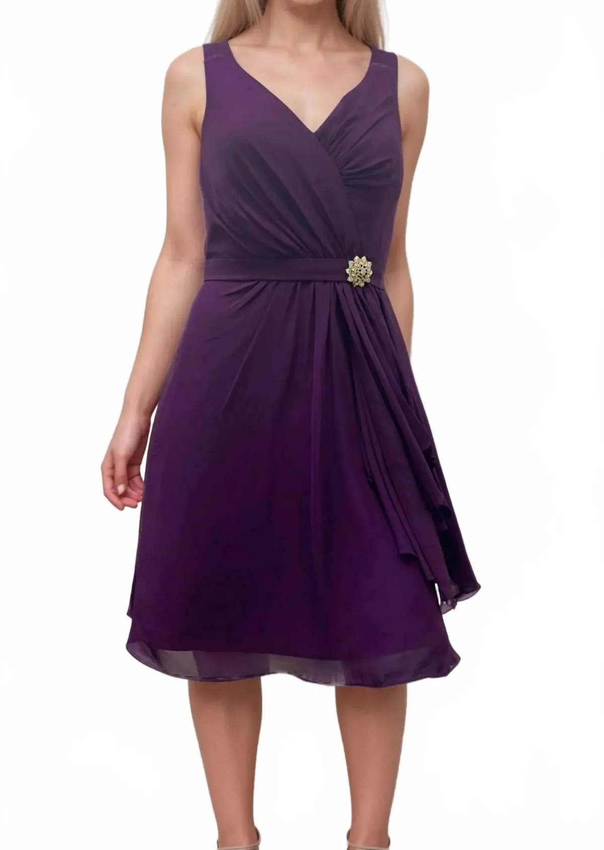 Mirabella Brooch Drape Mini Dress by Last Dress