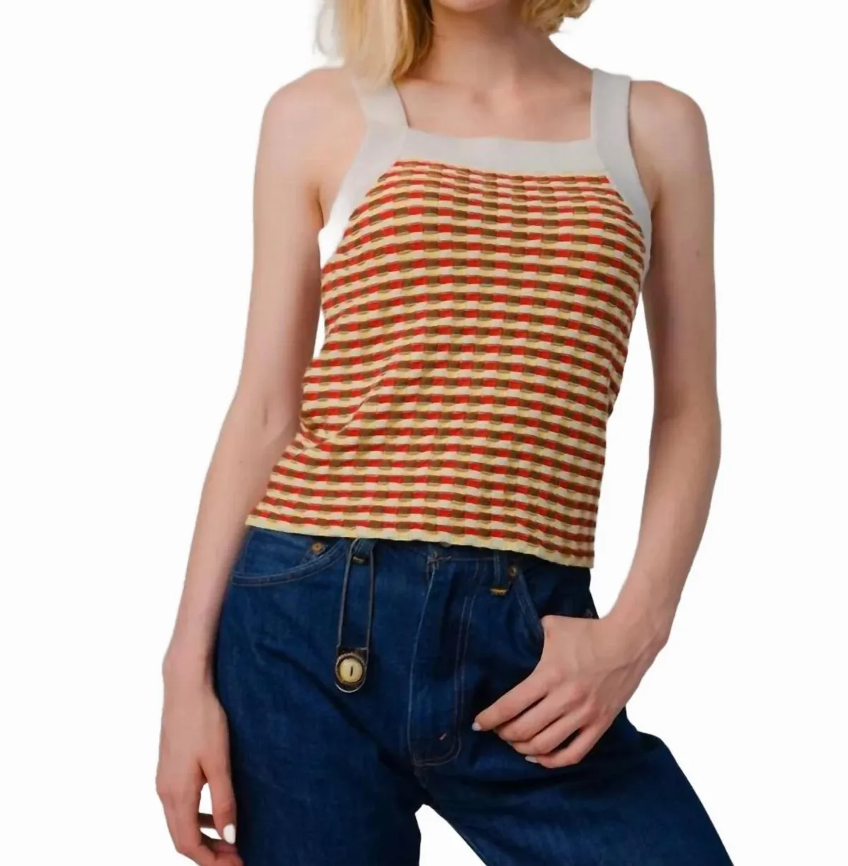 Stitchy Grid Tank Top by Degen