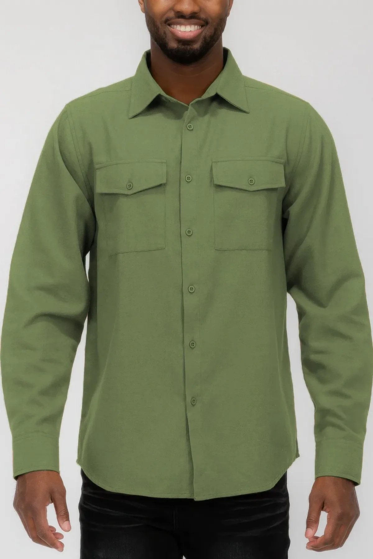 Solid Flannel Shirt by TRUEDAMES