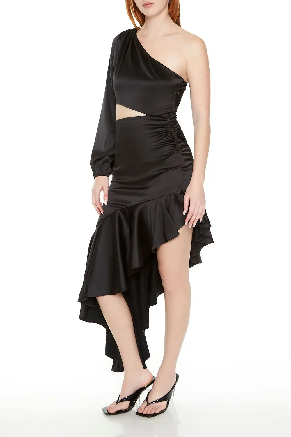 Asymmetrical One-Shoulder Midi Dress by Forever 21