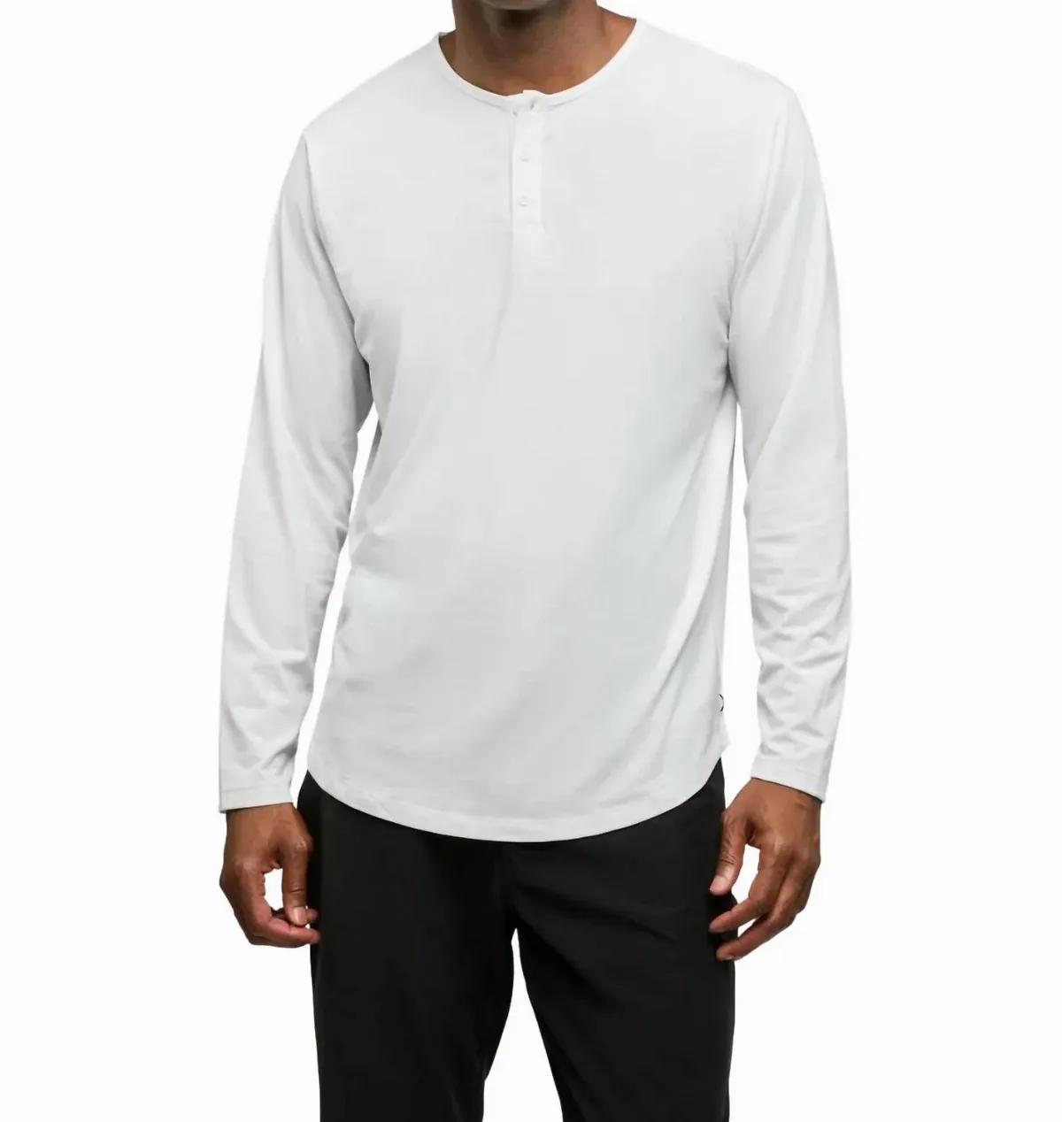 Long Sleeve Henley Curve Top by CUTS