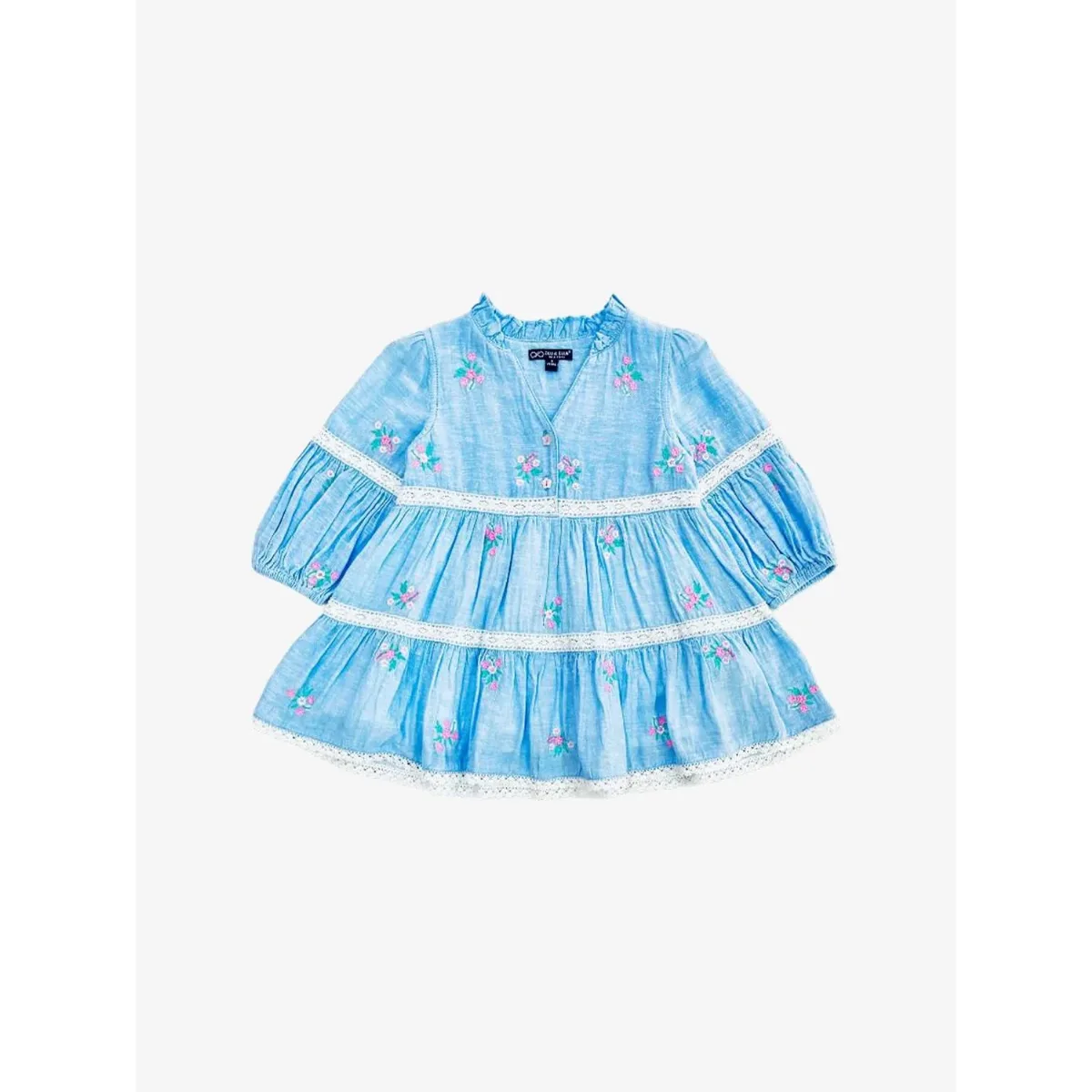 Chambray Tiered Dress in Blossom by Blu & Blue