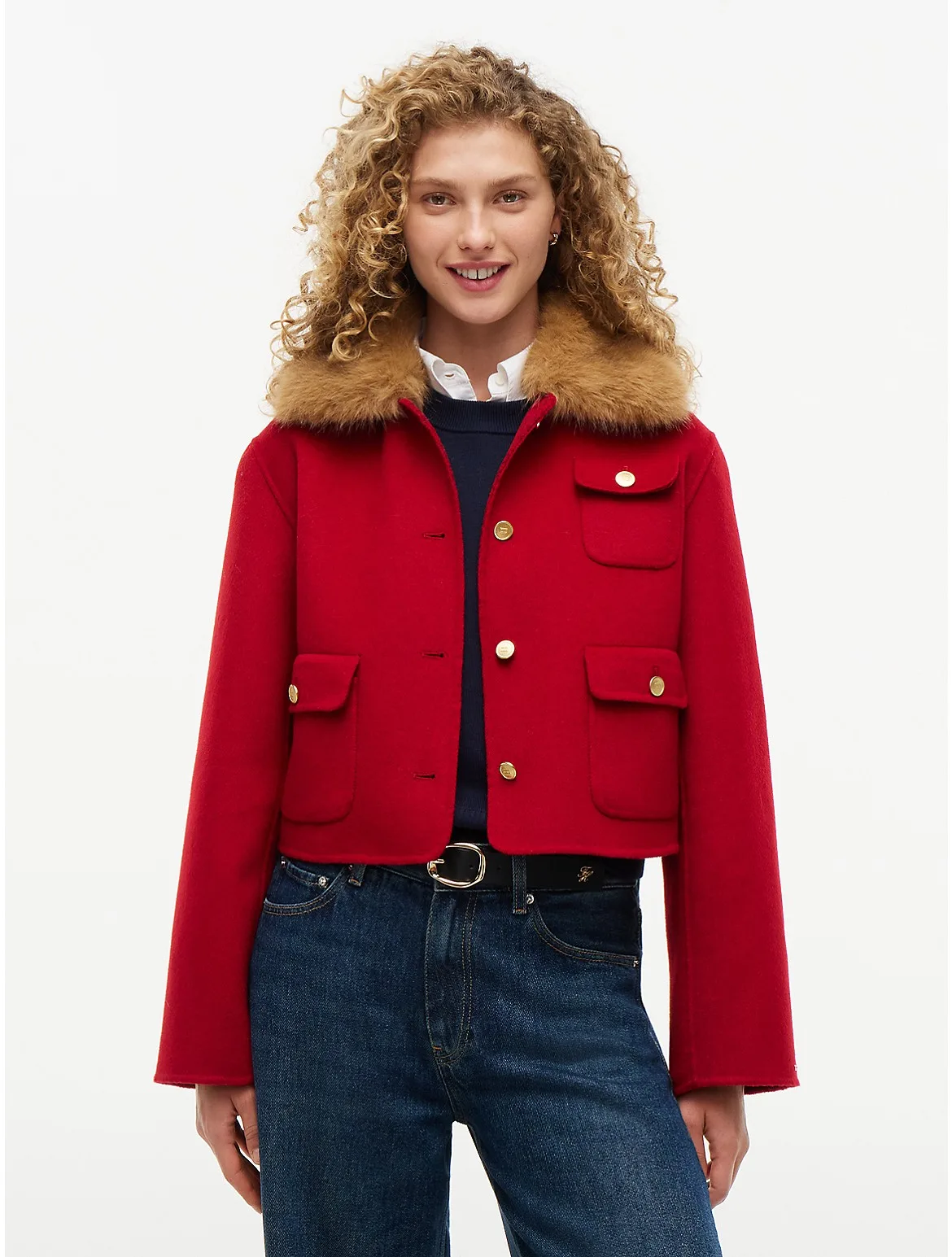 Faux Fur Wool-Blend Lady Jacket by Tommy Hilfiger