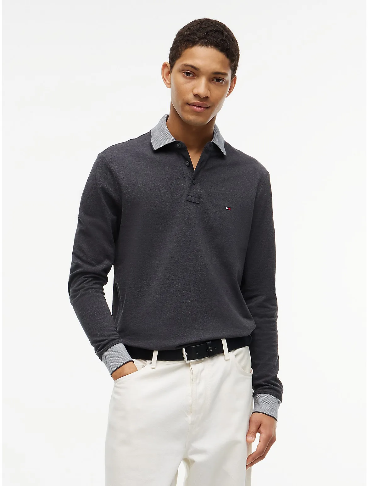 Regular Fit Two-Tone Pique Polo by Tommy Hilfiger