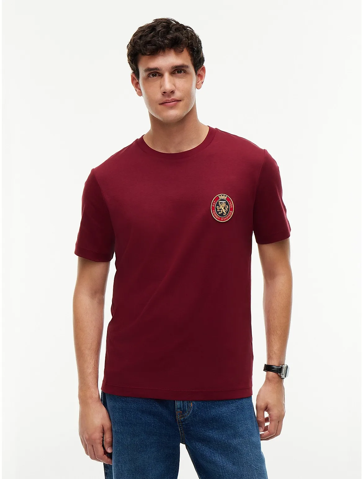 Crest Patch Smooth Cotton T-Shirt by Tommy Hilfiger