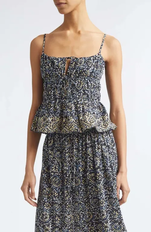 Anya Smocked Peplum Camisole by Ulla Johnson