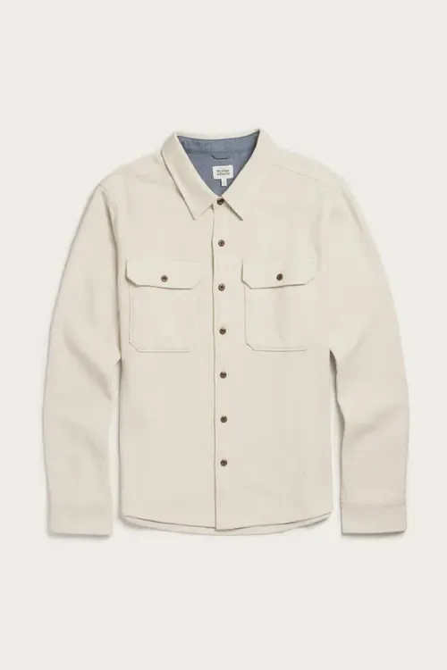 Pointer Overshirt in Ivory Twill by Bridge & Burn