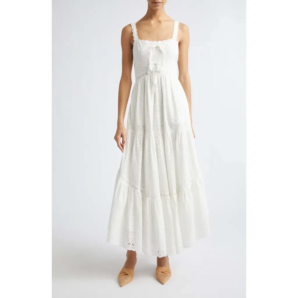 Constance Eyelet Sleeveless Cotton Maxi Dress by Ulla Johnson