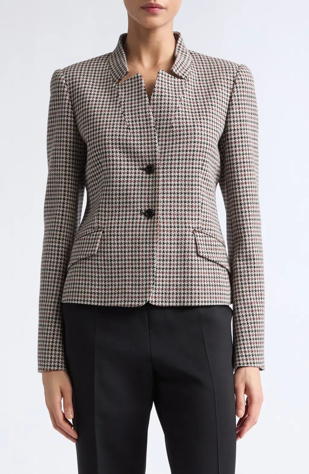 Houndstooth Stand Collar Jacket