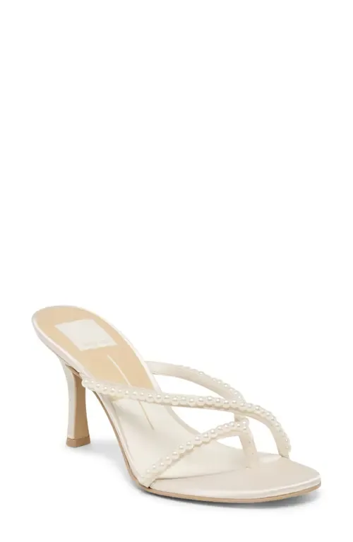 Liano Strappy Sandal in Off White Satin by Dolce Vita