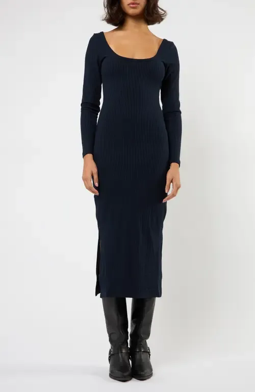 The Flirt Fusion Long Sleeve Rib Dress by Viens Avec Moi