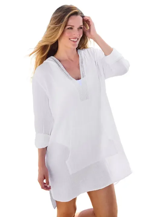 Embroidered Cotton Gauze Cover Up