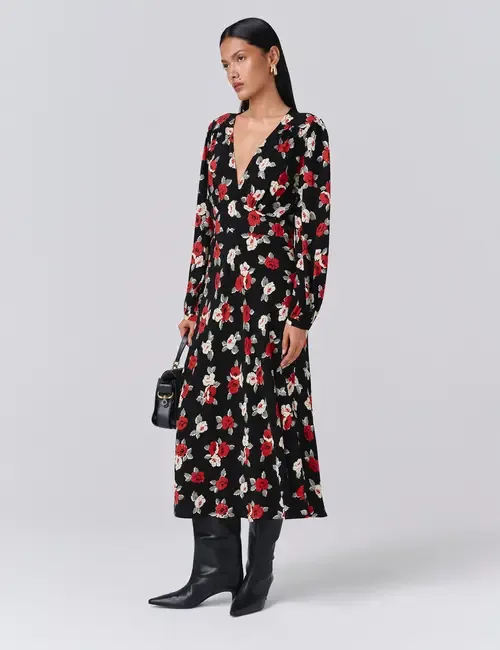 Gracie Floral V Neck Midi Dress by Ghost London