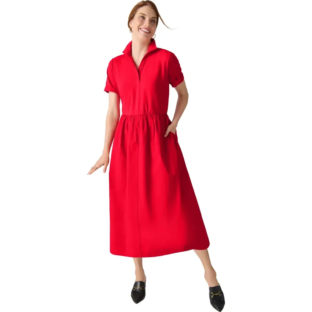 Mixed Media Poplin Shirt Dress by Jessica London