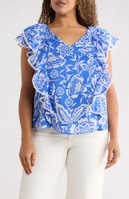 Marny Floral Ziva Ruffle Blouse by SUGARLIPS