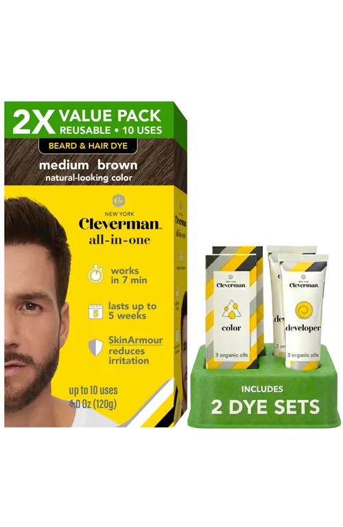 2X Pack Reusable Beard & Hair Dye Kit by Cleverman