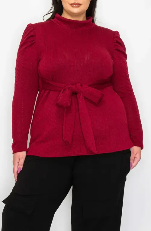Catriona Waist Tie Mock Neck Sweater by L I V D