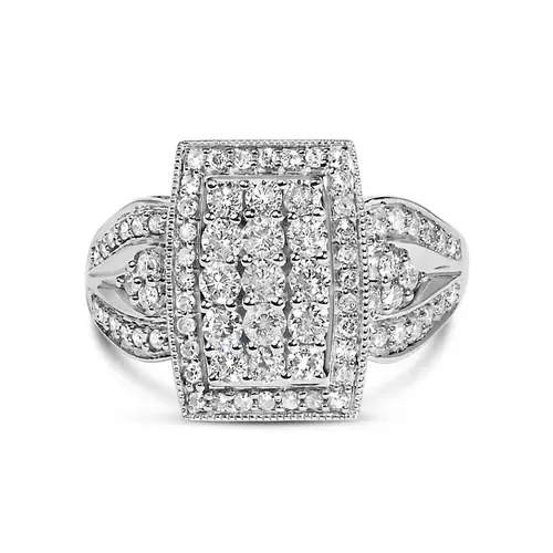 10K Gold 1.0 Ctw Diamond Cluster Halo Flared Band Cocktail Ring by Haus of Brilliance