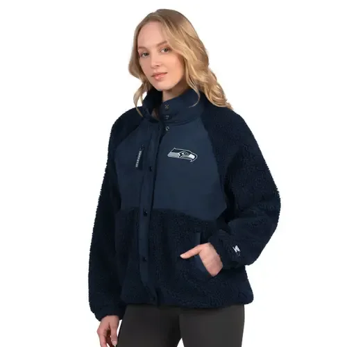 Starter College Navy Seattle Seahawks on the Ball Sherpa Jacket