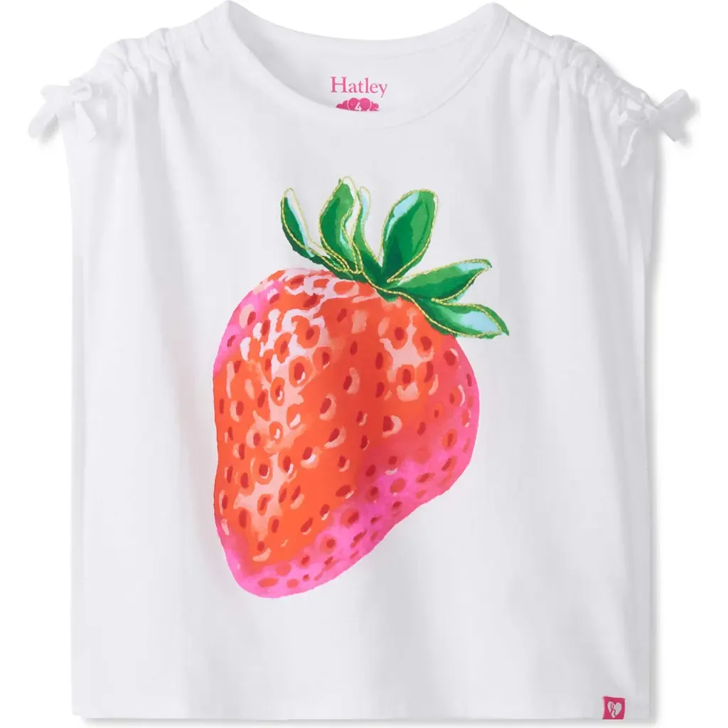 Strawberry Cinched Shoulder Cotton T-Shirt by Hatley