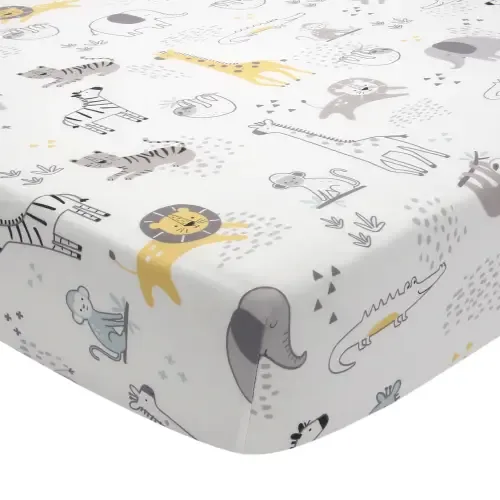 Animal Jungle Soft 100% Cotton Jersey Baby Fitted Crib Sheet by Lambs & Ivy
