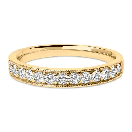 14K Gold 1/2 Cttw Round Diamond Milgrain Wedding Band by Haus of Brilliance