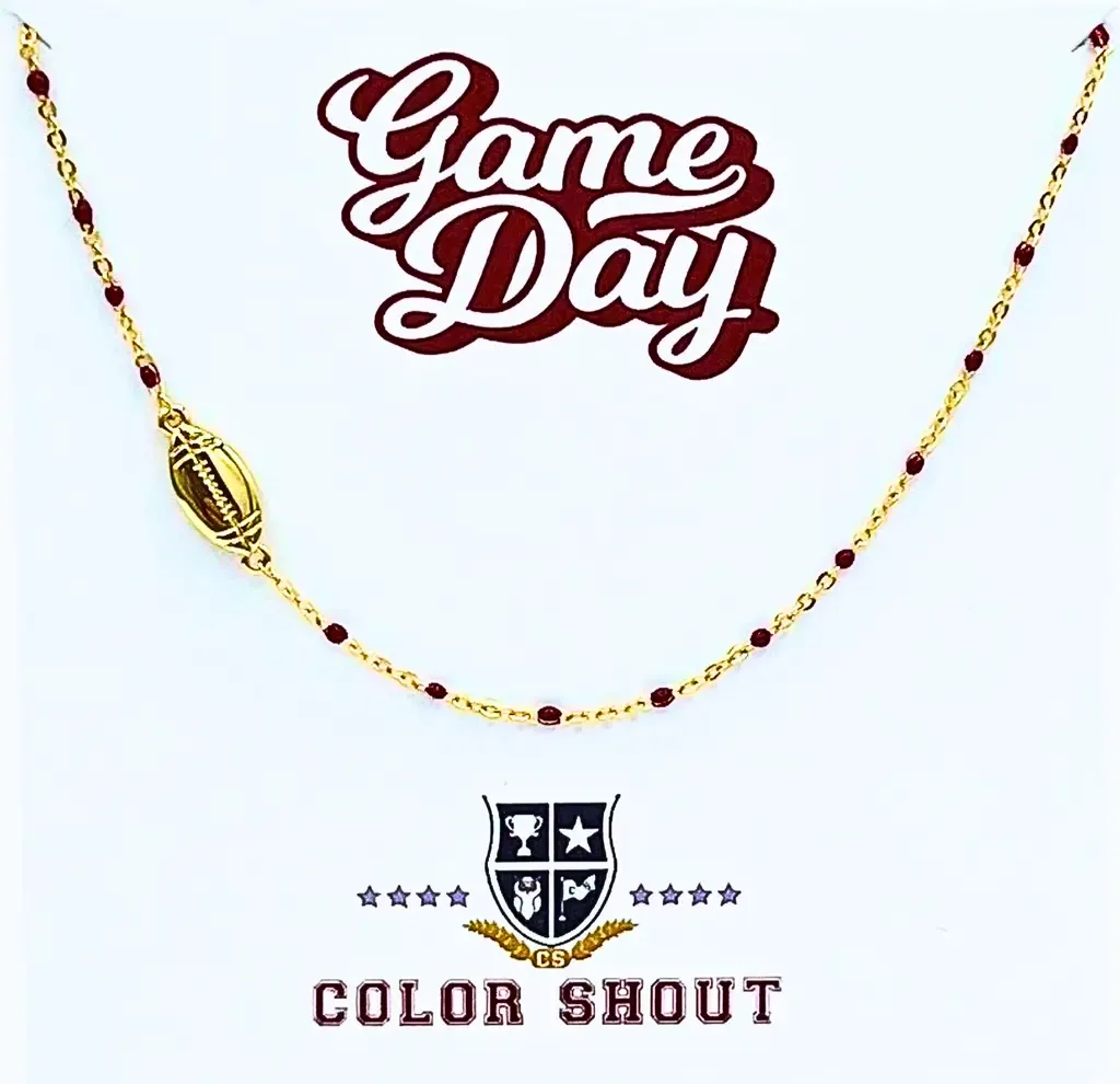 Game Day Side Set Football Necklace with Enamel Beads by Color Shout