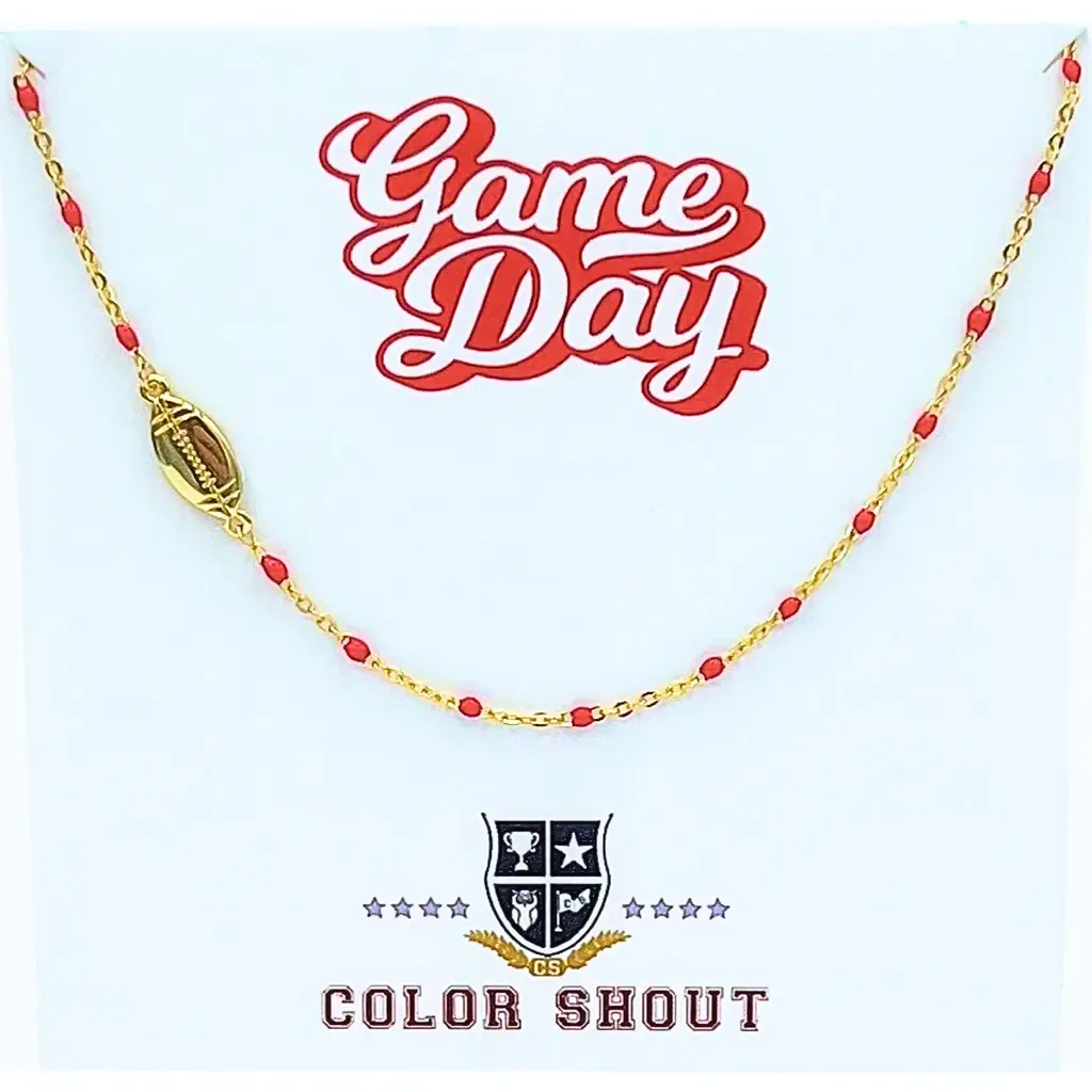 Game Day Side Set Football Necklace with Enamel Beads by Color Shout