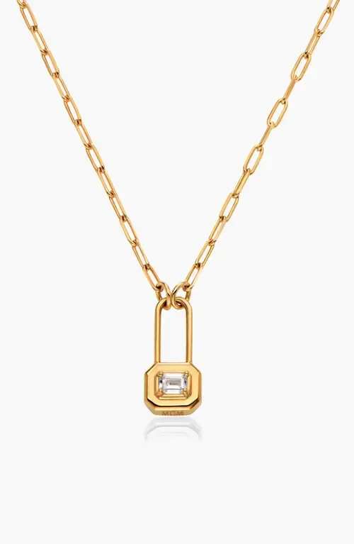Lock & Luna Charm with Emerald Cut Moissanite in Gold Vermeil by Oak & Luna