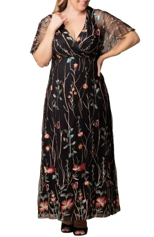 Embroidered Elegance Floral Gown by Kiyonna