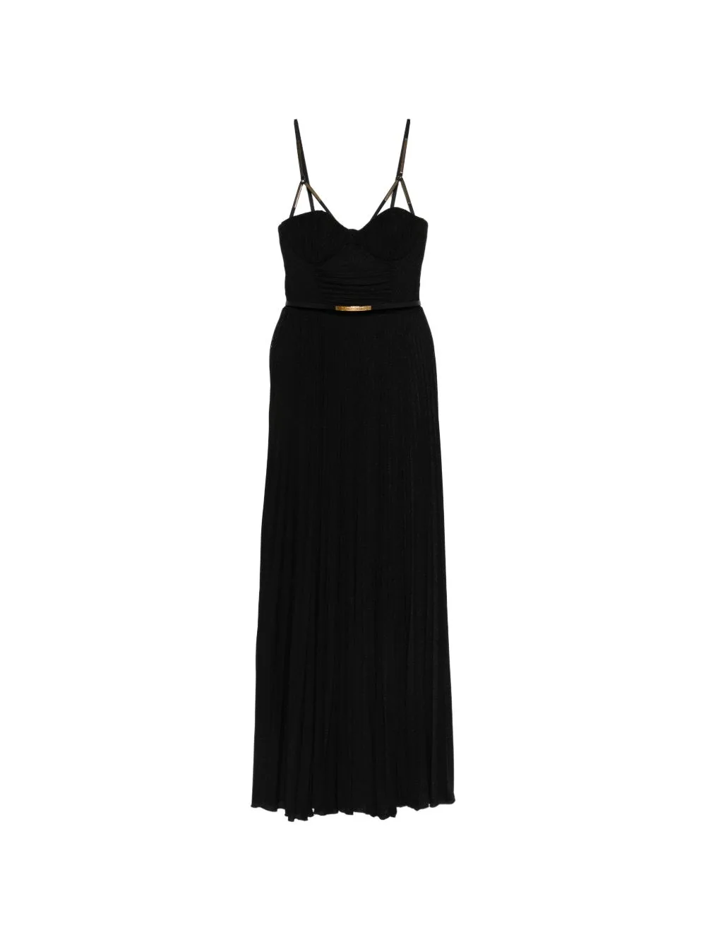 Red Carpet Dress Made of Lamé-Effect Jersey Fabric with Belt by Elisabetta Franchi