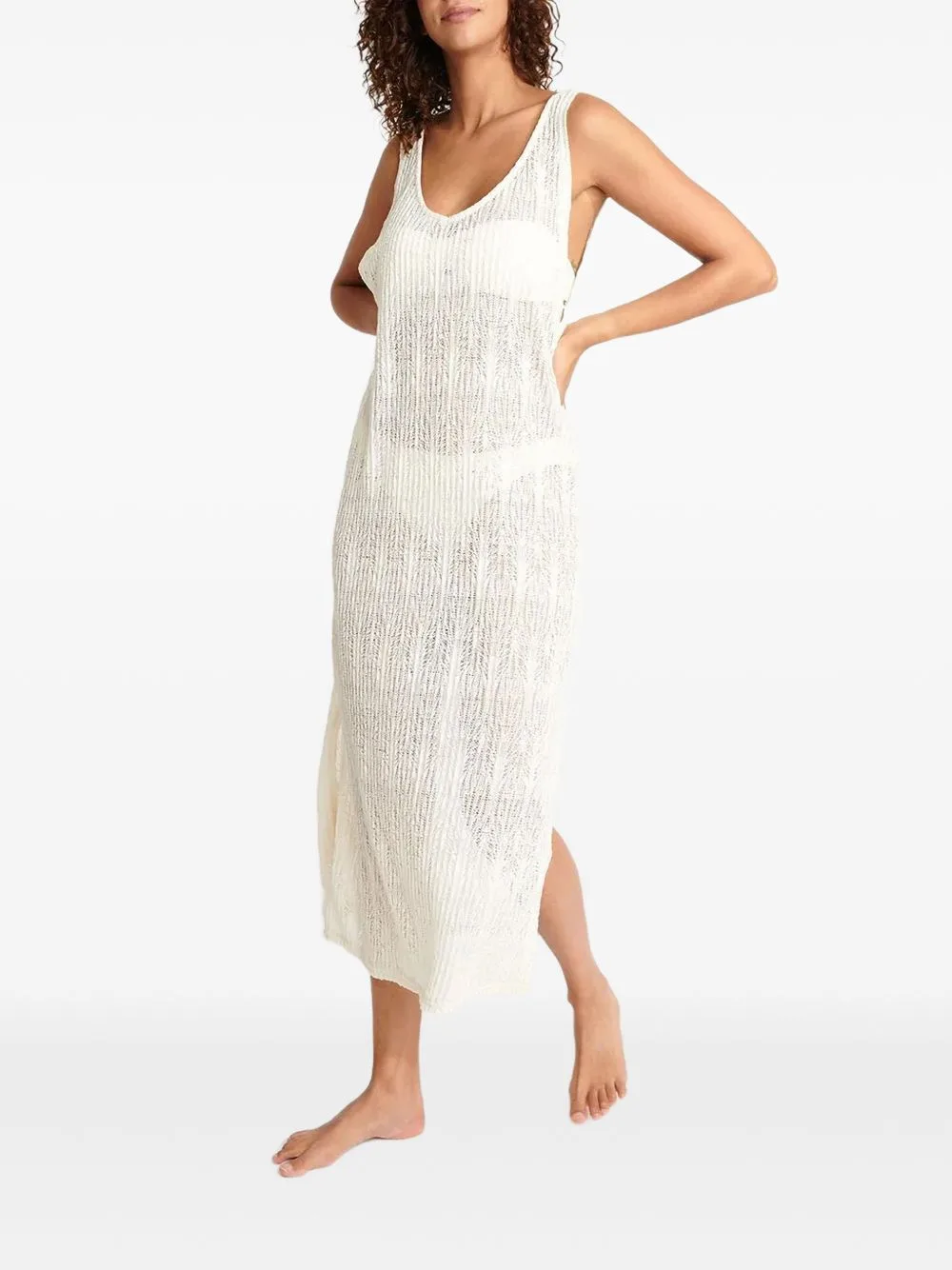 Tupai Beachsoul Open-Knit Side-Slit Maxi Dress by BANANA MOON