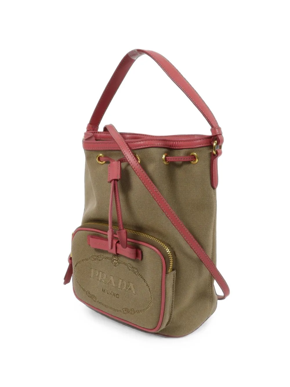 Mini Logo-Print Bucket Bag by Prada Pre-Owned