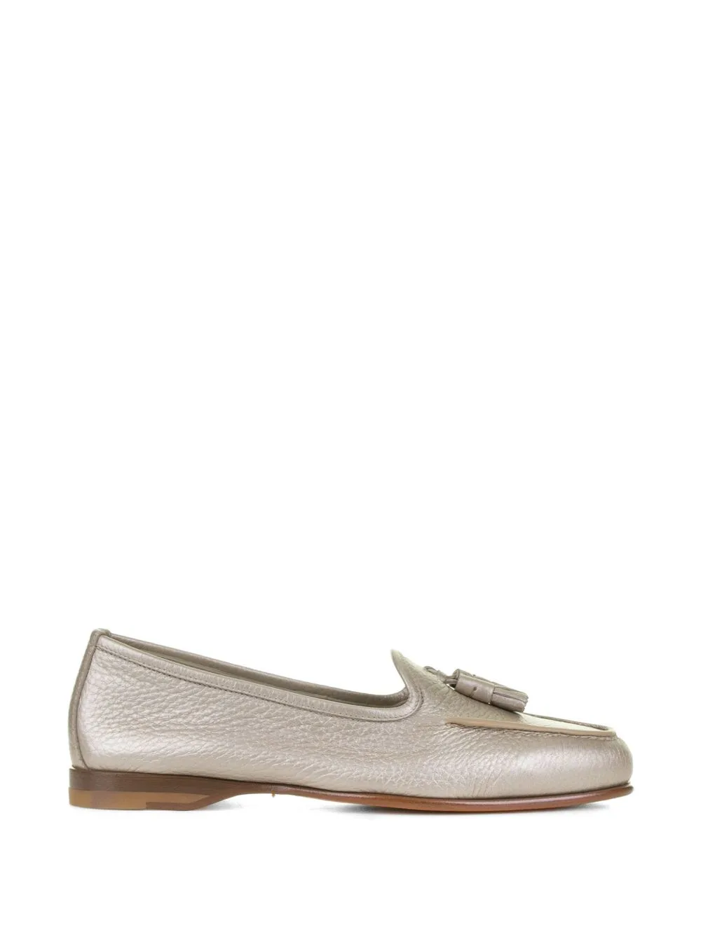 Tassel-Detail Metallic Leather Loafers