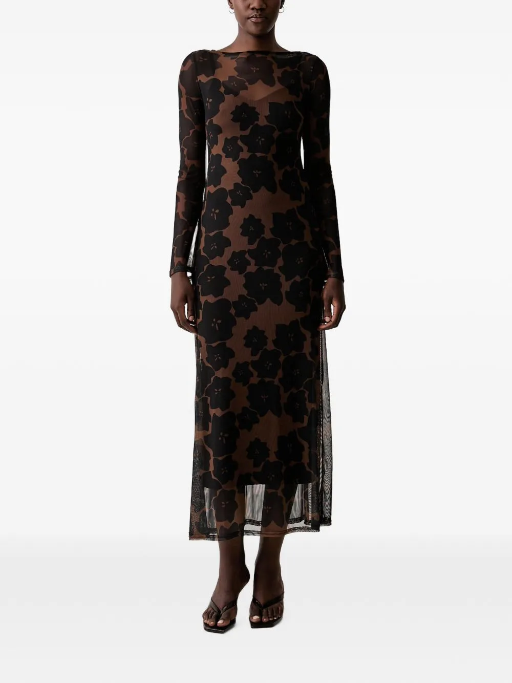 Jaden Floral-Print Mesh Dress
