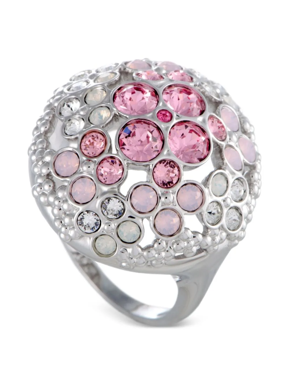 18K White Gold Crystal Flower Ring by Swarovski Vintage