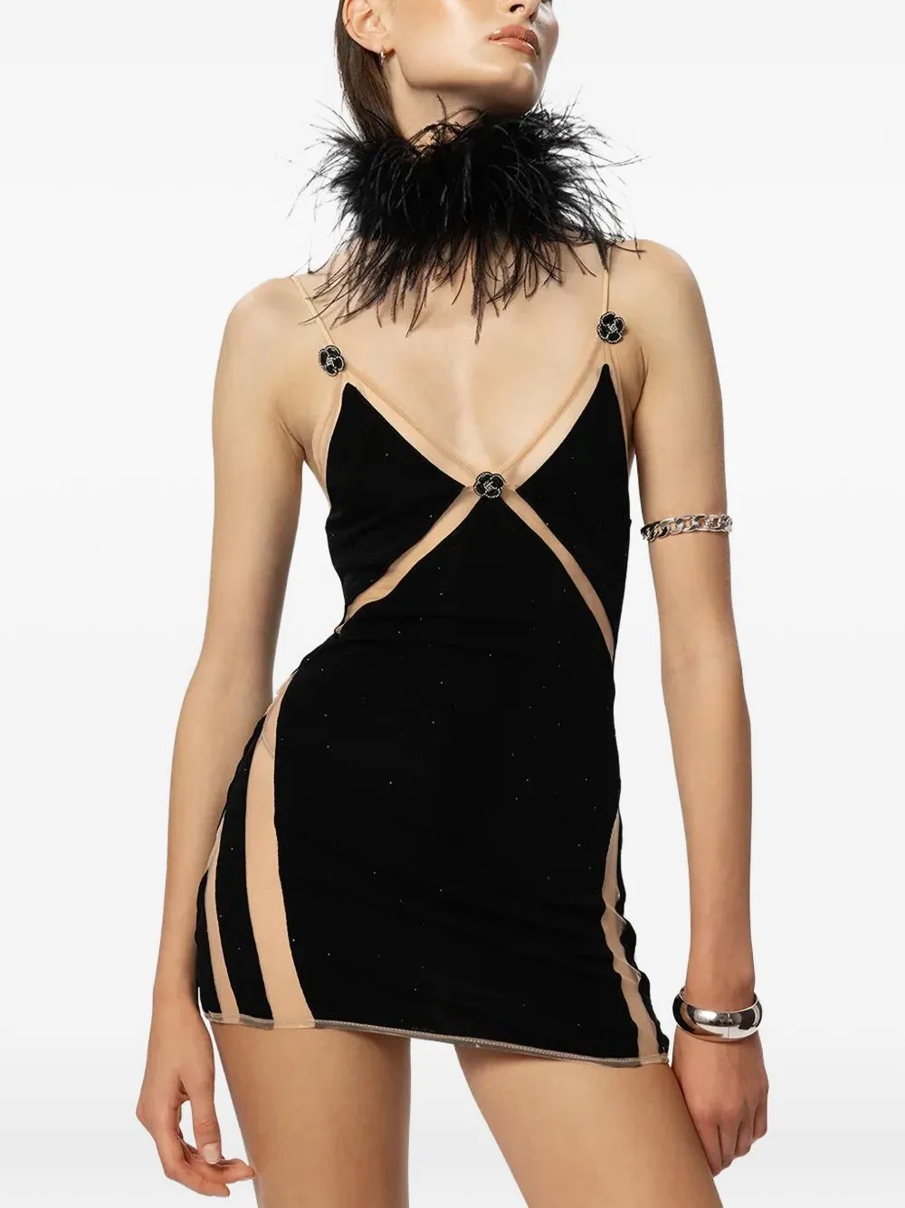 Angelina Crystal-Embellished Mesh-Panelled Mini Dress by God Save Queens